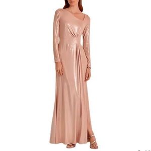 LAUREN RALPH LAUREN Women's Pale Pink Foil Print Jersey Gown Black Label Size 10